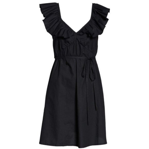 NWT French Connection Azaa Poplin black cotton Dress Size 2 - Picture 3 of 7